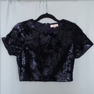 Sequin & velvet crop top